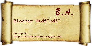 Blocher Aténé névjegykártya